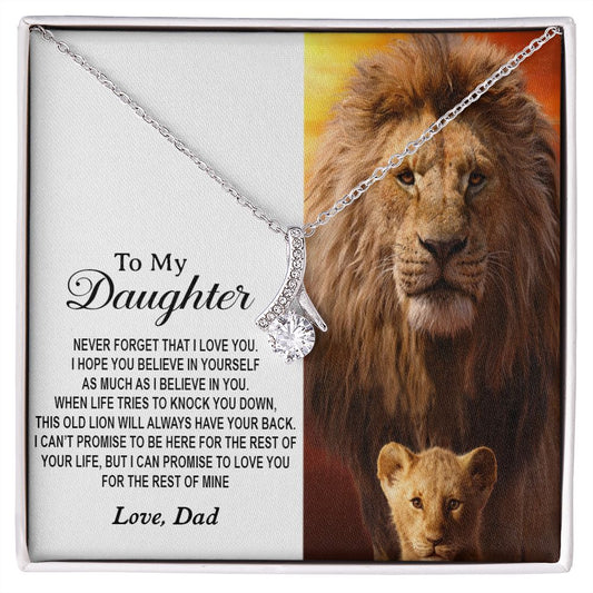 To My Daughter Necklace, Xmas Gift For Daughter From Dad, Daughter Father Lion