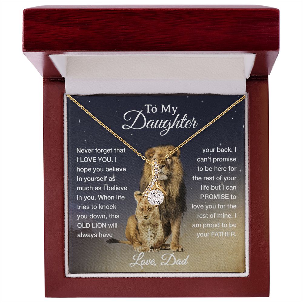 To My Daughter Necklace, Xmas Gift For Daughter From Dad, Daughter Father Lion