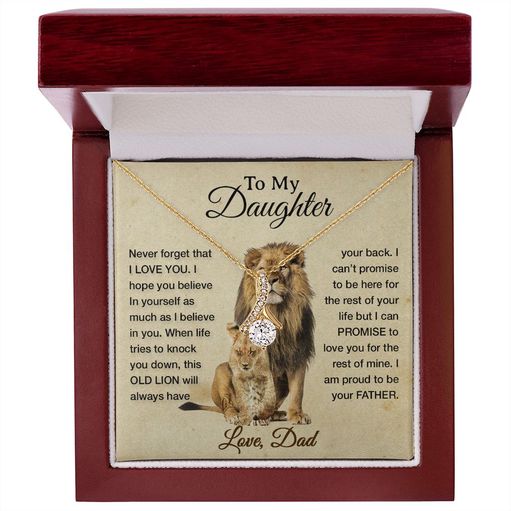To My Daughter Necklace, Xmas Gift For Daughter From Dad, Daughter Father Lion