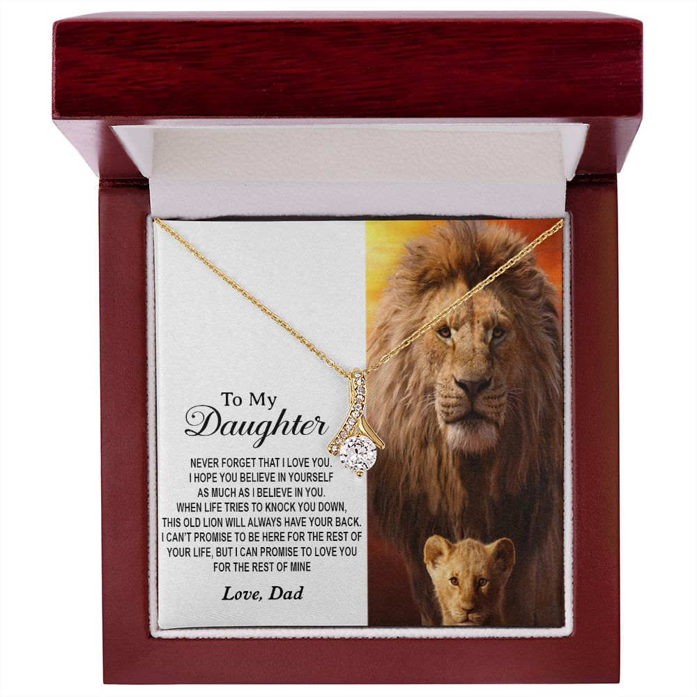 To My Daughter Necklace, Xmas Gift For Daughter From Dad, Daughter Father Lion