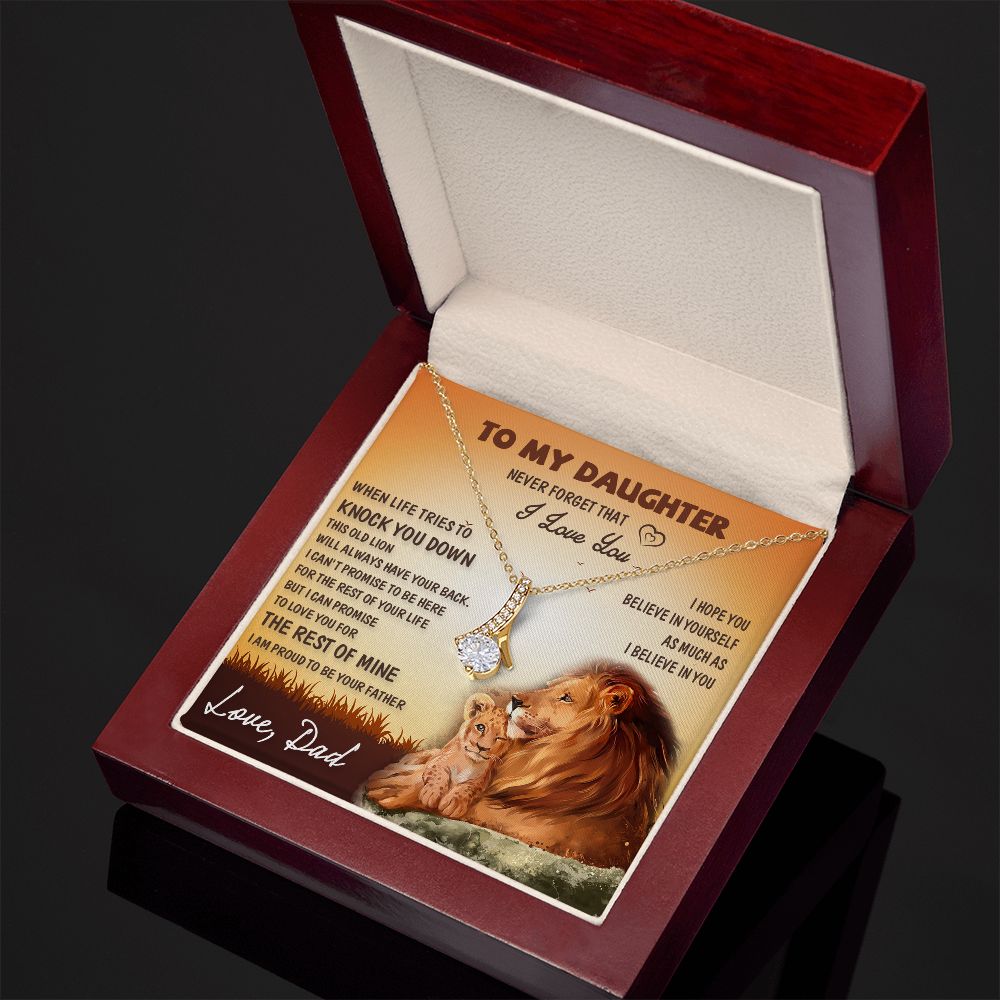 To My Daughter Necklace, Xmas Gift For Daughter From Dad, Daughter Father Lion