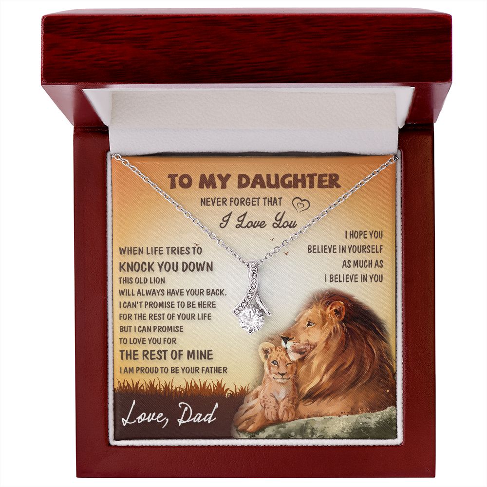 To My Daughter Necklace, Xmas Gift For Daughter From Dad, Daughter Father Lion
