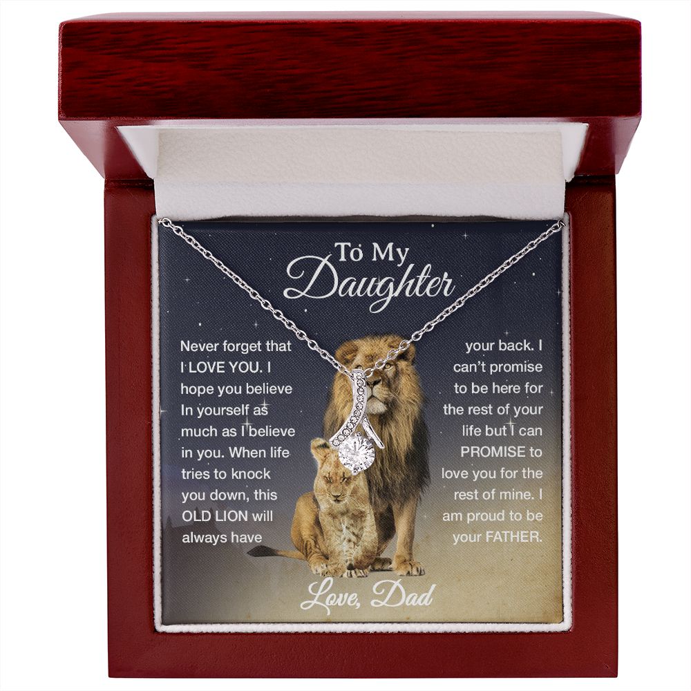 To My Daughter Necklace, Xmas Gift For Daughter From Dad, Daughter Father Lion