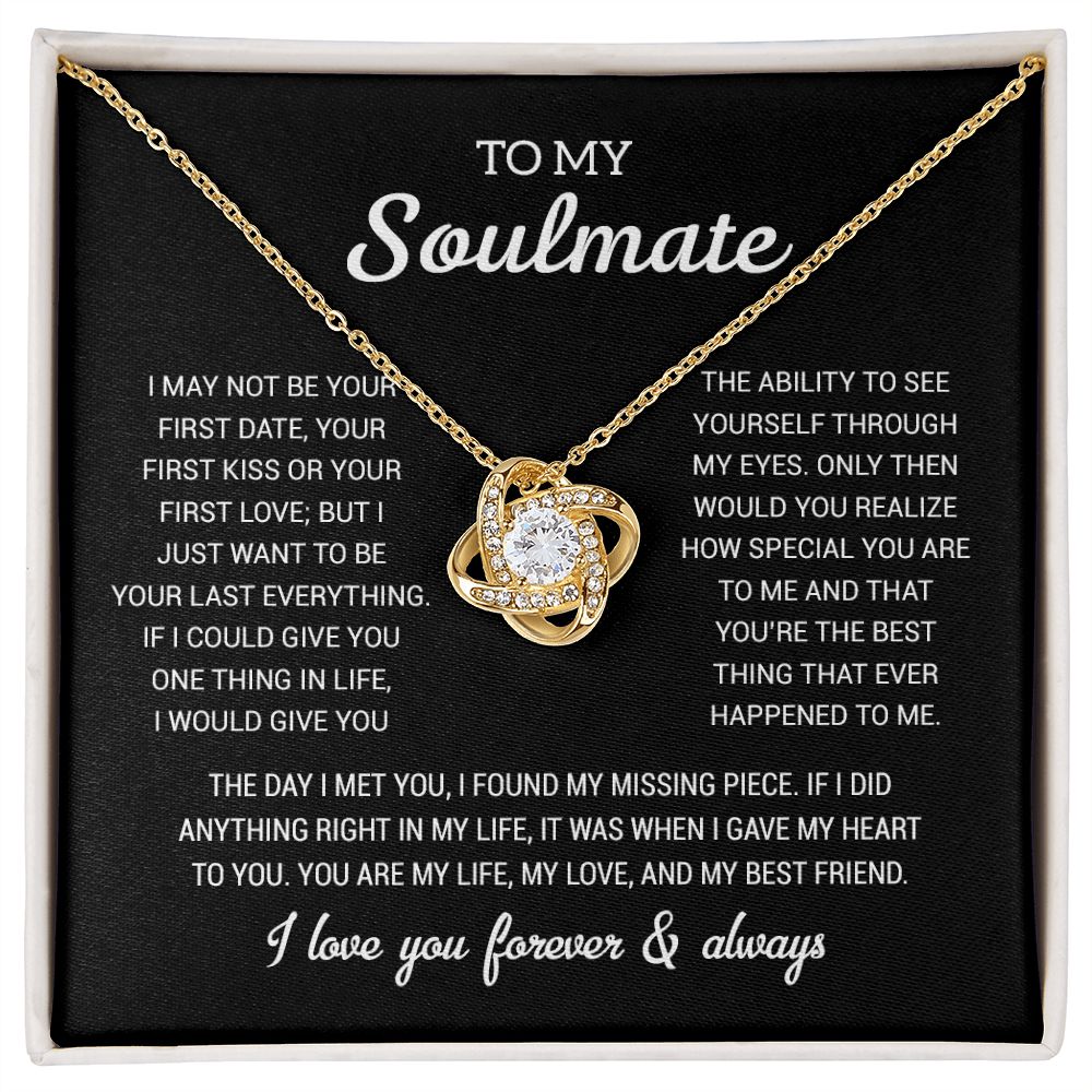 To My Soulmate Gold Necklace Gift, Anniversary Gift For Her, Wife Soulmate Gift