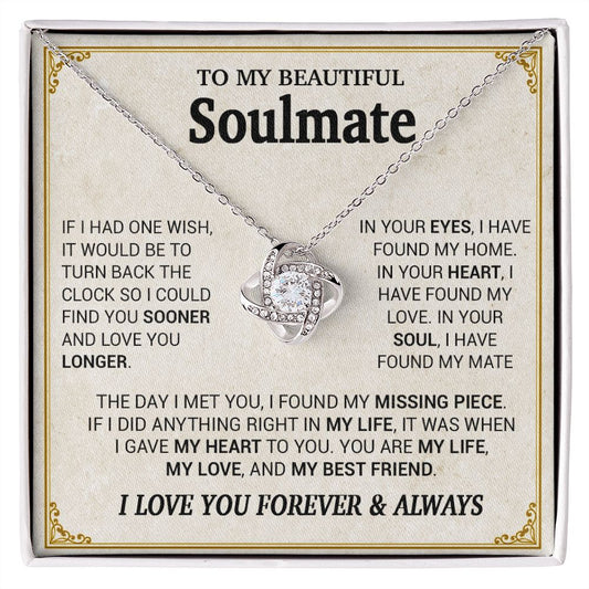To My Beautiful Soulmate Necklace, Gift for Wife, Girlfriend, Anniversary Gift