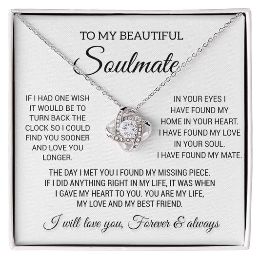 To My Beautiful Soulmate Necklace, Gift for Wife, Girlfriend, Anniversary Gift