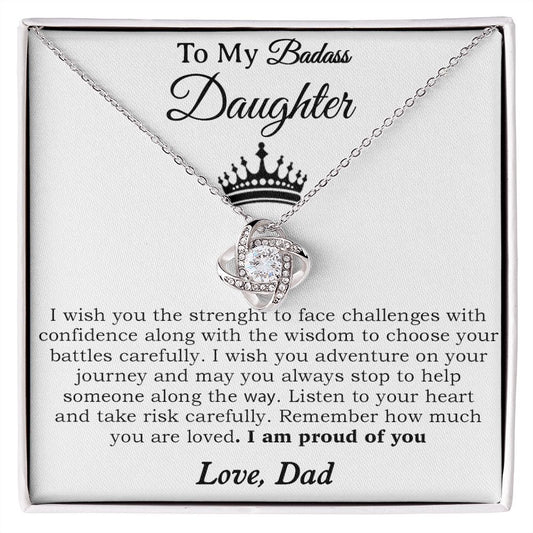 To My Badass Daughter Necklace From Dad, Badass Daughter Necklace Birthday Gift