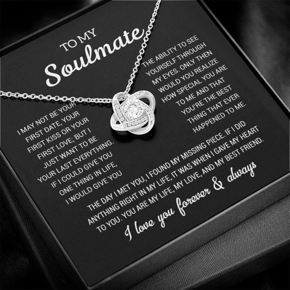 To My Soulmate Gold Necklace Gift, Anniversary Gift For Her, Wife Soulmate Gift