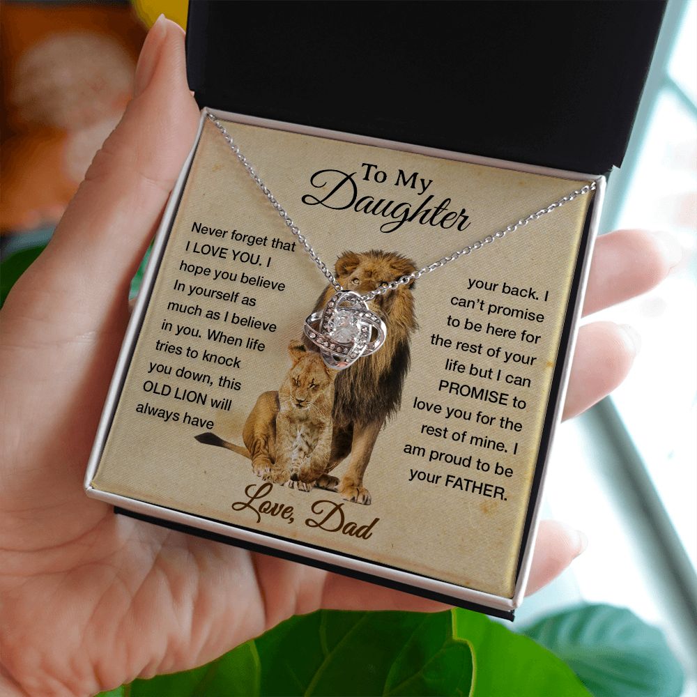 To My Daughter Necklace, Xmas Gift For Daughter From Dad, Daughter Father Lion