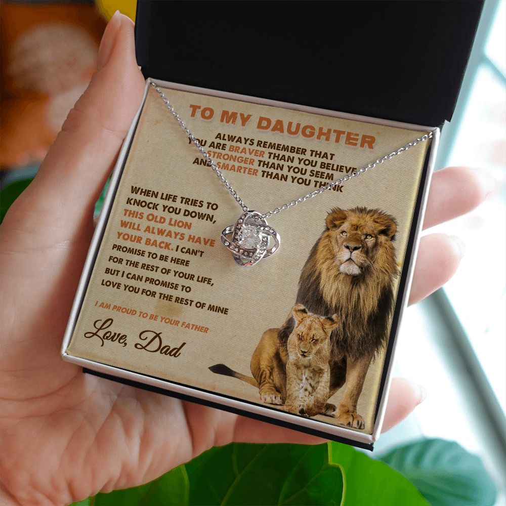 To My Daughter Necklace, Xmas Gift For Daughter From Dad, Daughter Father Lion