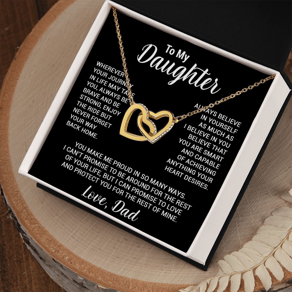 To My Daughter Necklace, Gift For Daughter From Dad, Daughter Father Necklace_Black