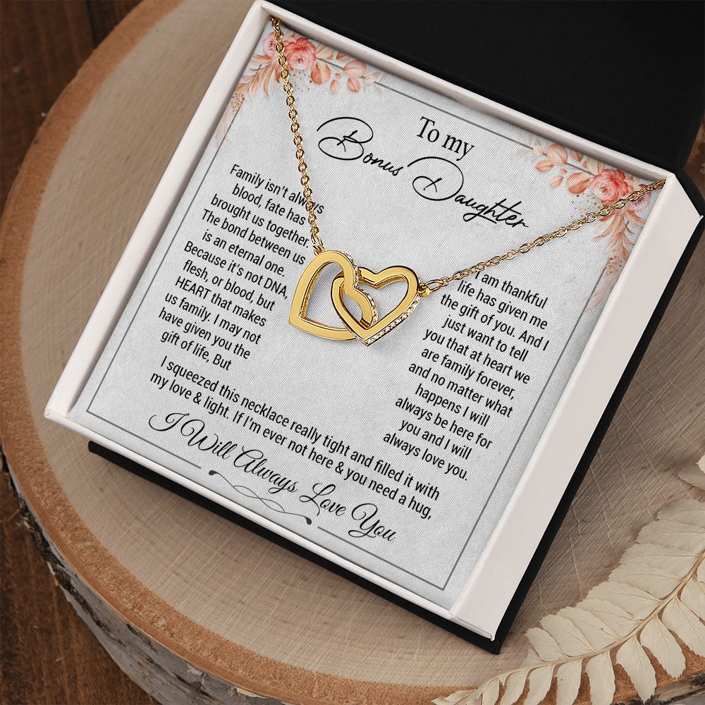 To my bonus daughter necklace, bonus daughter necklace from stepdad, step daughter necklace, step daughter from mom