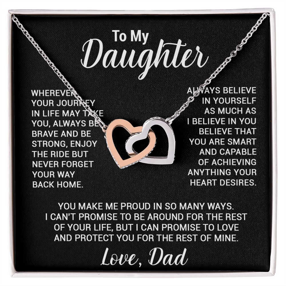 To My Daughter Necklace, Gift For Daughter From Dad, Daughter Father Necklace_Black