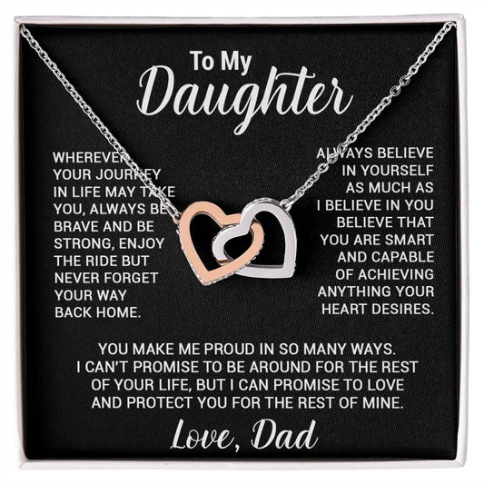 To My Daughter Necklace, Gift For Daughter From Dad, Daughter Father Necklace_Black