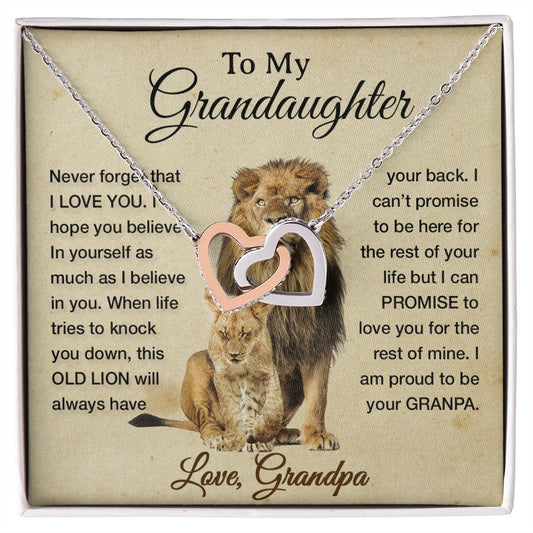 To My Granddaughter Necklace , Gift From Grandpa Papa Lion Dad, Christmas Gift