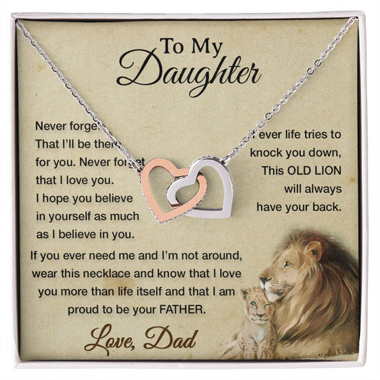 To My Daughter Necklace, Xmas Gift For Daughter From Dad, Daughter Father Lion