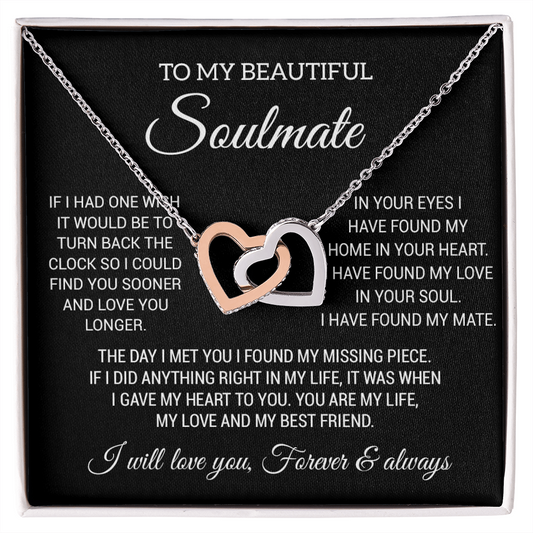 To My Soulmate Necklace, Gift For Wife Girlfriend From Husband, Birthday Gift