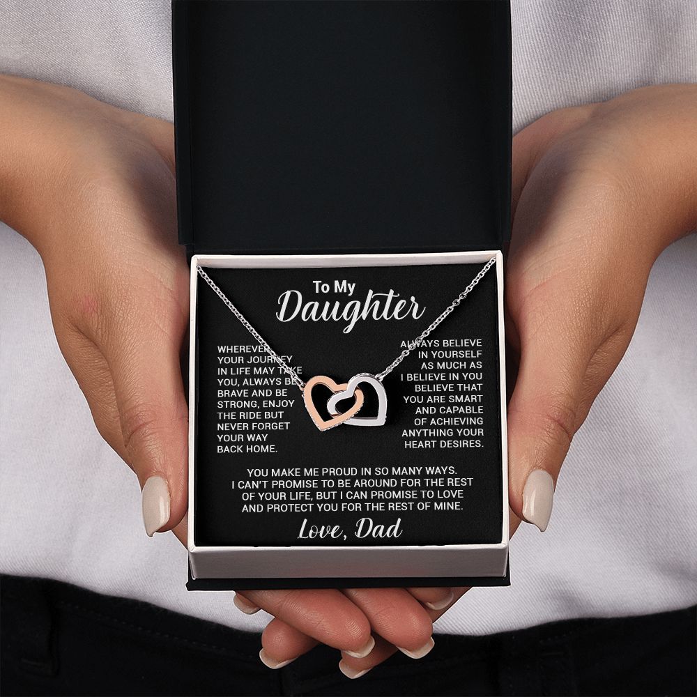 To My Daughter Necklace, Gift For Daughter From Dad, Daughter Father Necklace_Black