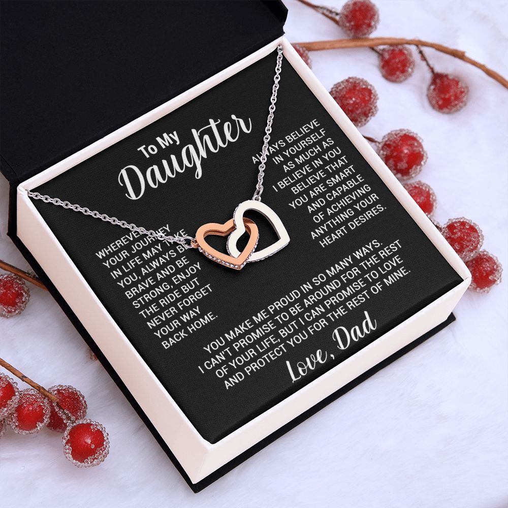 To My Daughter Necklace, Gift For Daughter From Dad, Daughter Father Necklace_Black