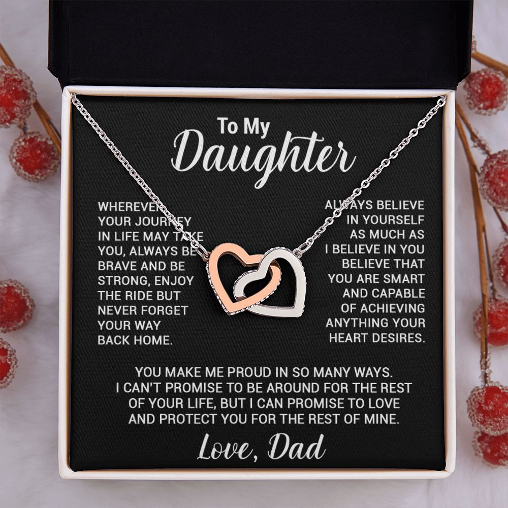 To My Daughter Necklace, Gift For Daughter From Dad, Daughter Father Necklace_Black