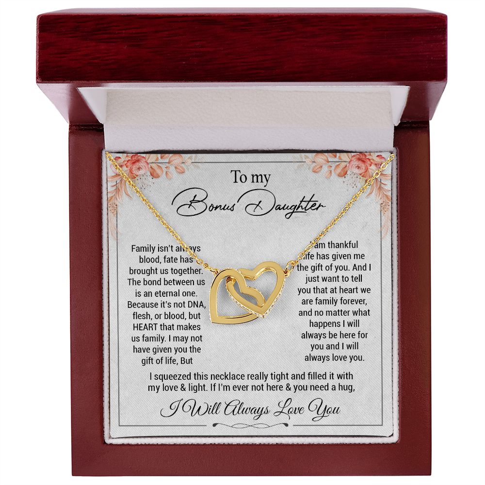 To my bonus daughter necklace, bonus daughter necklace from stepdad, step daughter necklace, step daughter from mom