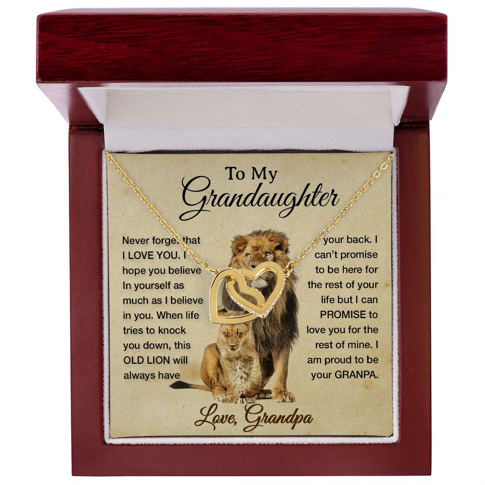 To My Granddaughter Necklace , Gift From Grandpa Papa Lion Dad, Christmas Gift