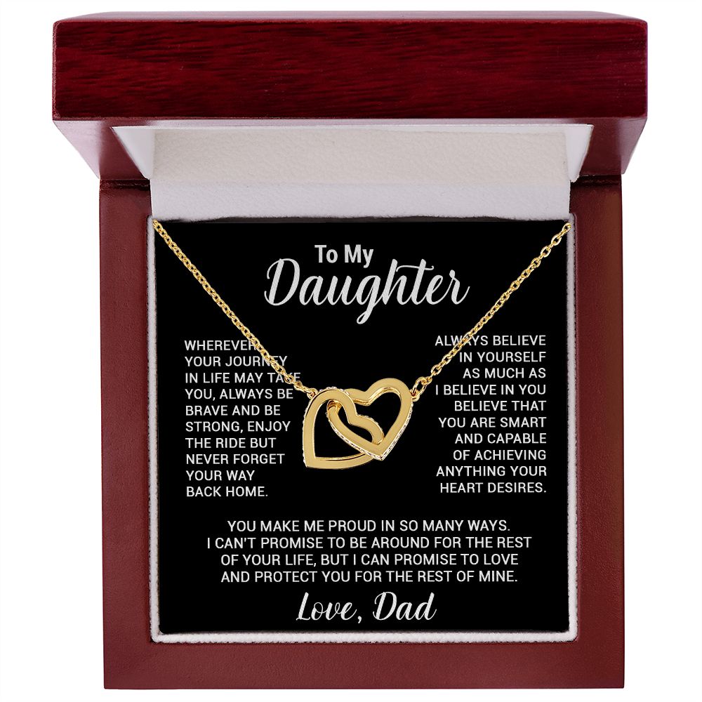 To My Daughter Necklace, Gift For Daughter From Dad, Daughter Father Necklace_Black