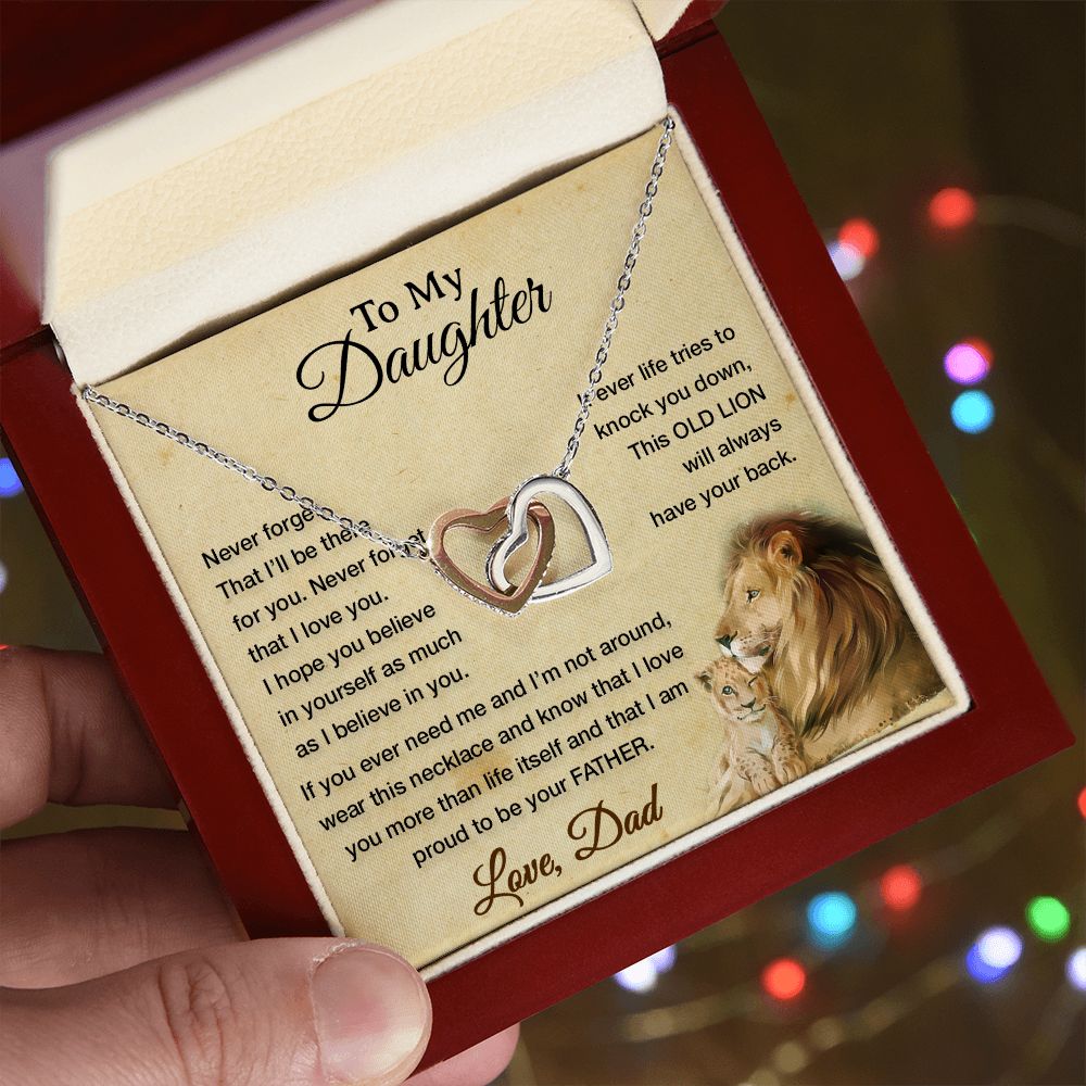 To My Daughter Necklace, Xmas Gift For Daughter From Dad, Daughter Father Lion