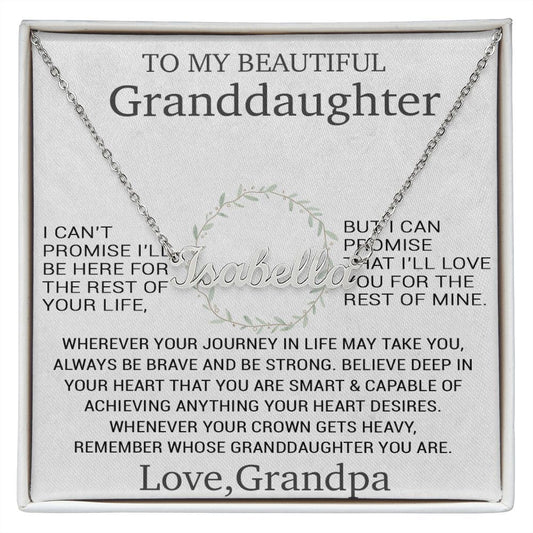 To My Granddaughter Personalized Name Necklace, Christmas Gift for Granddaughter, Gift from Grandpa