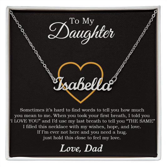 To My Daughter Personalized Name Necklace, Gift For Daughter From Dad, Xmas Gift