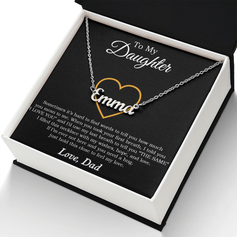 To My Daughter Personalized Name Necklace, Gift For Daughter From Dad, Xmas Gift
