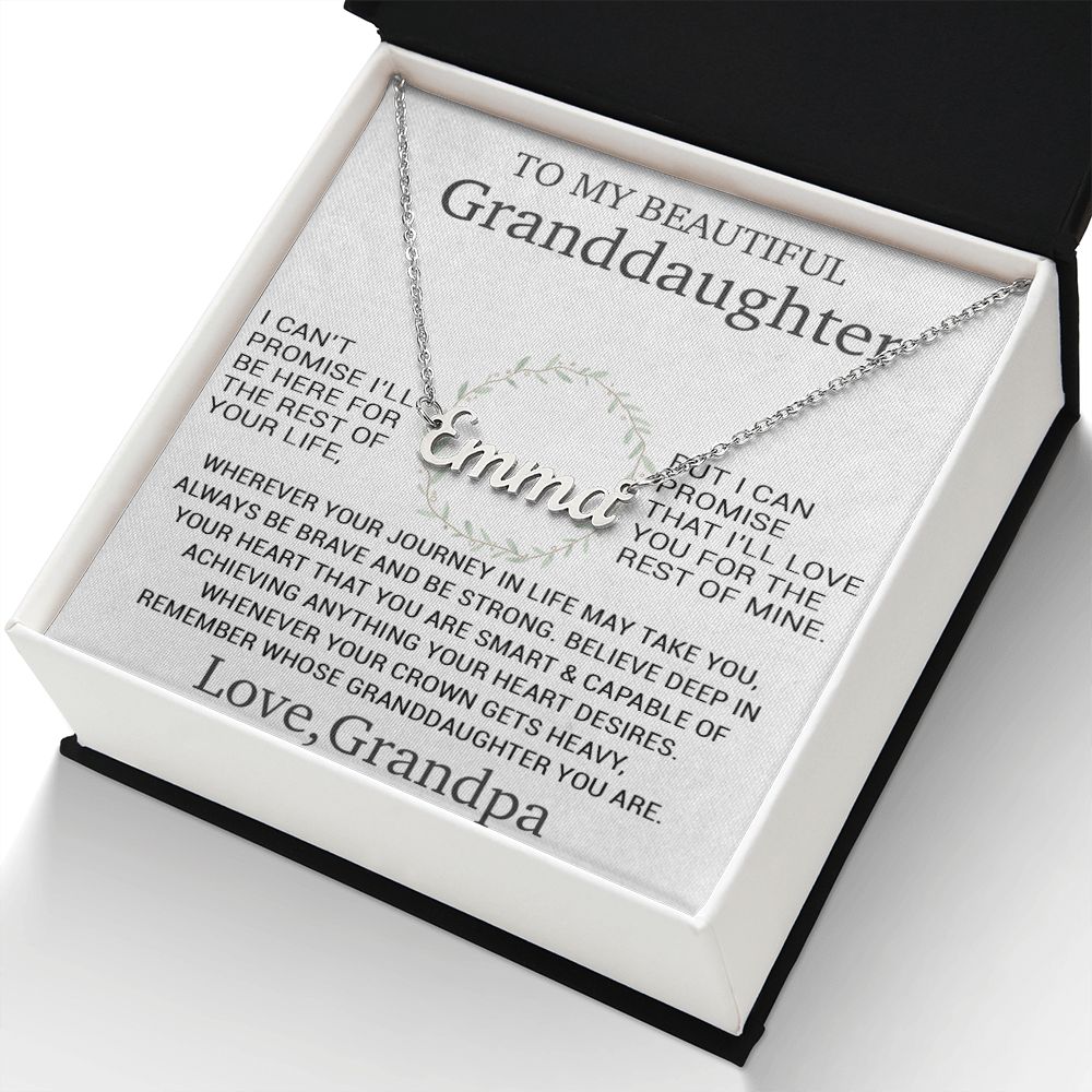 To My Granddaughter Personalized Name Necklace, Christmas Gift for Granddaughter, Gift from Grandpa
