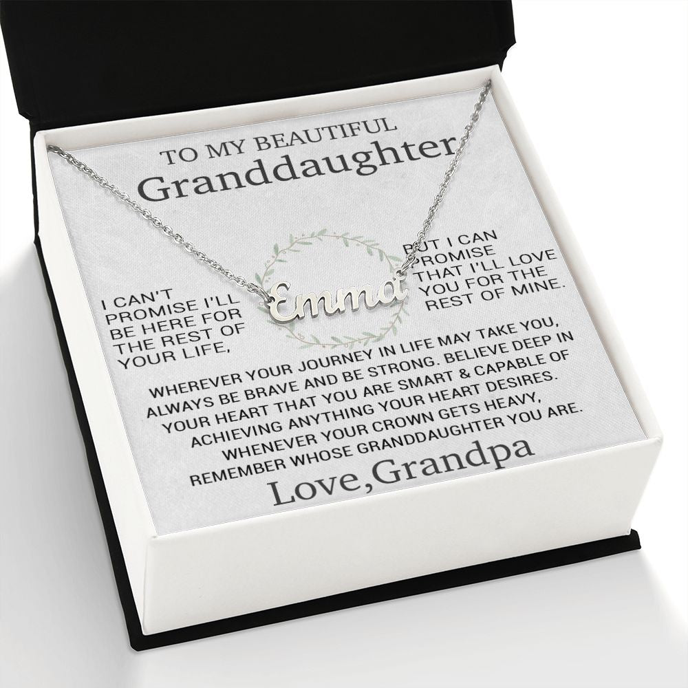 To My Granddaughter Personalized Name Necklace, Christmas Gift for Granddaughter, Gift from Grandpa