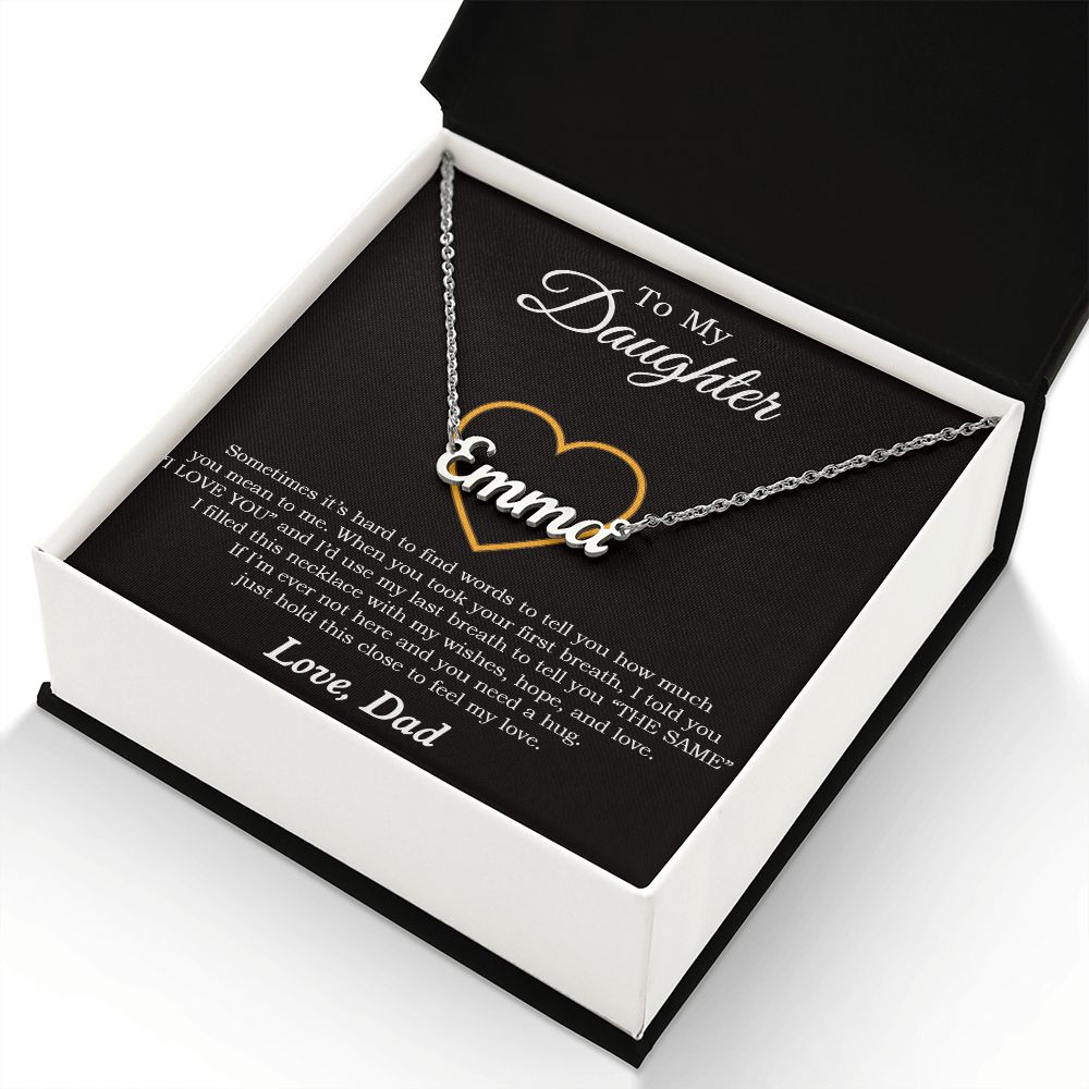 To My Daughter Personalized Name Necklace, Gift For Daughter From Dad, Xmas Gift