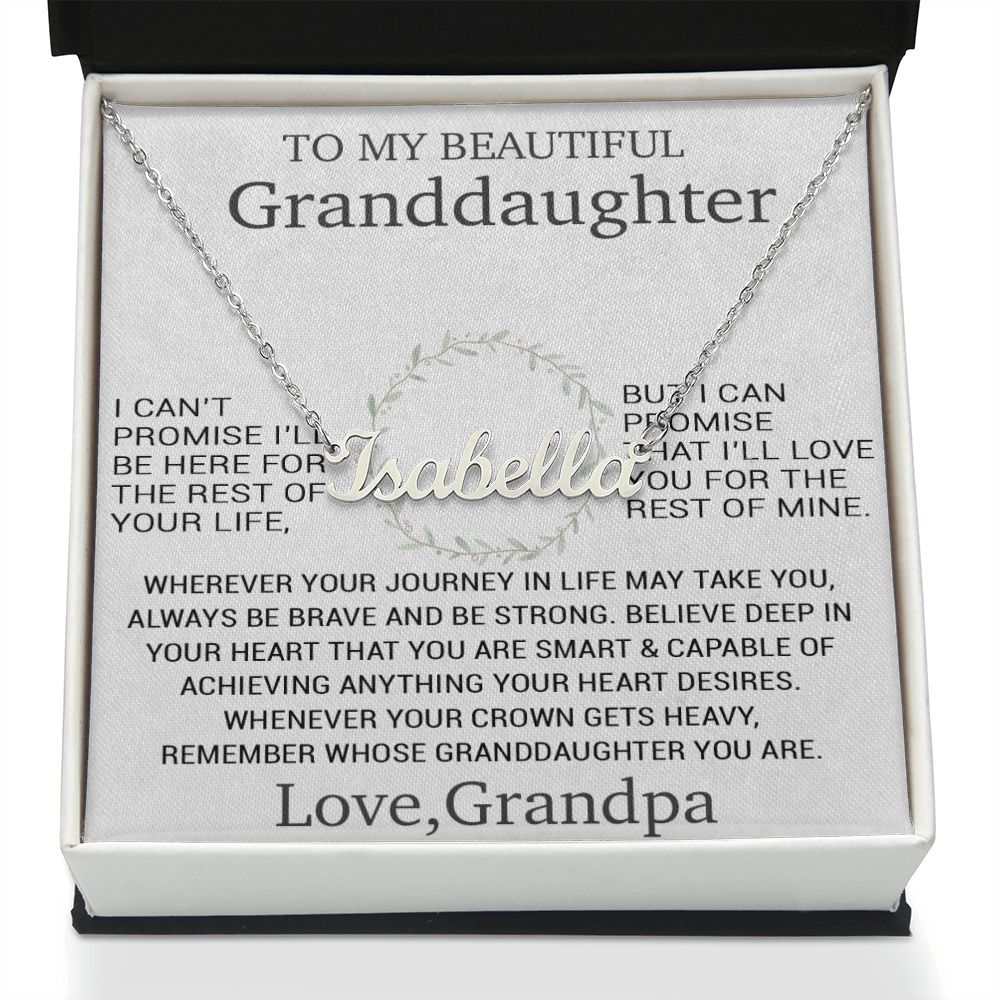 To My Granddaughter Personalized Name Necklace, Christmas Gift for Granddaughter, Gift from Grandpa