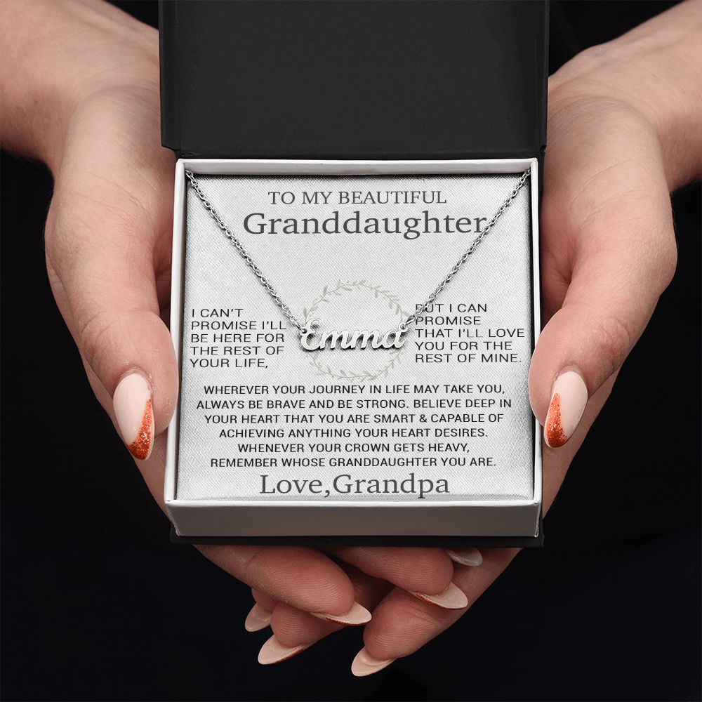 To My Granddaughter Personalized Name Necklace, Christmas Gift for Granddaughter, Gift from Grandpa