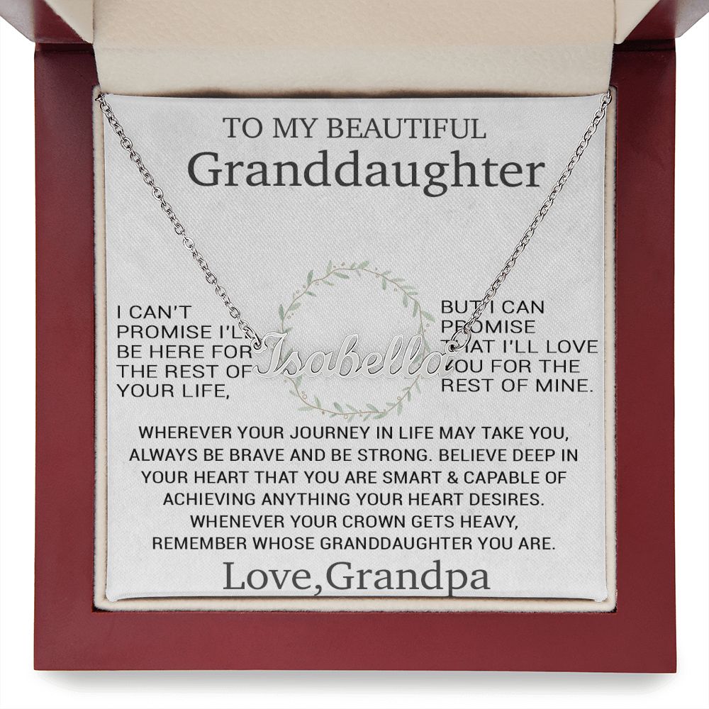 To My Granddaughter Personalized Name Necklace, Christmas Gift for Granddaughter, Gift from Grandpa