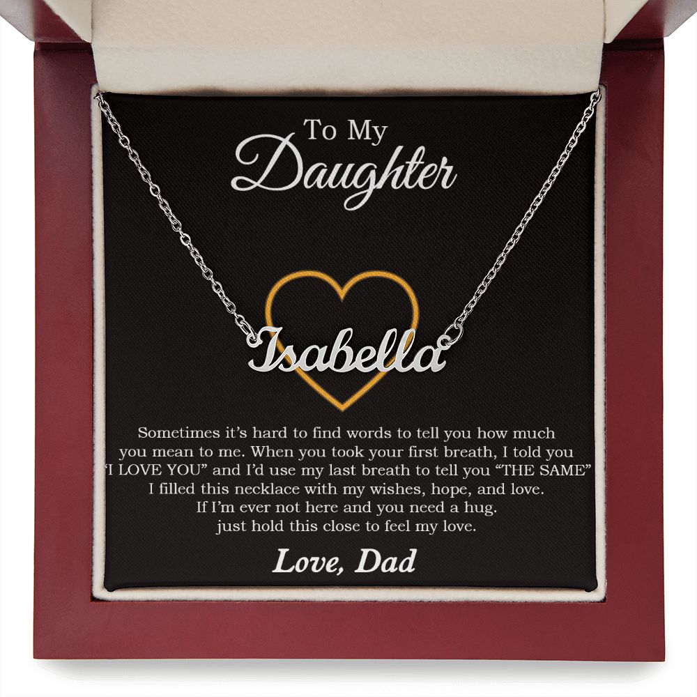 To My Daughter Personalized Name Necklace, Gift For Daughter From Dad, Xmas Gift