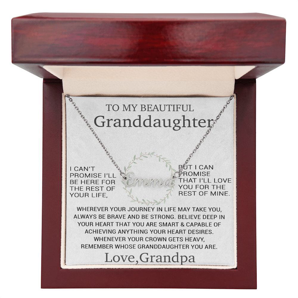 To My Granddaughter Personalized Name Necklace, Christmas Gift for Granddaughter, Gift from Grandpa