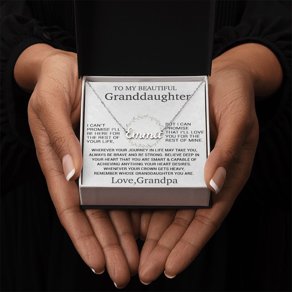 To My Granddaughter Personalized Name Necklace, Christmas Gift for Granddaughter, Gift from Grandpa
