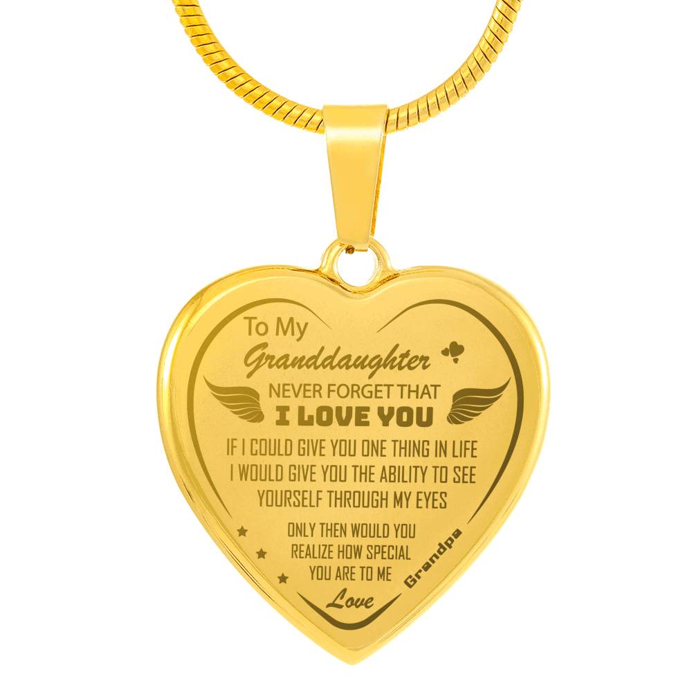 Proud Gift for Granddaughter - Engraved Luxury Novelty Necklace from Grandpa Granddad Pop