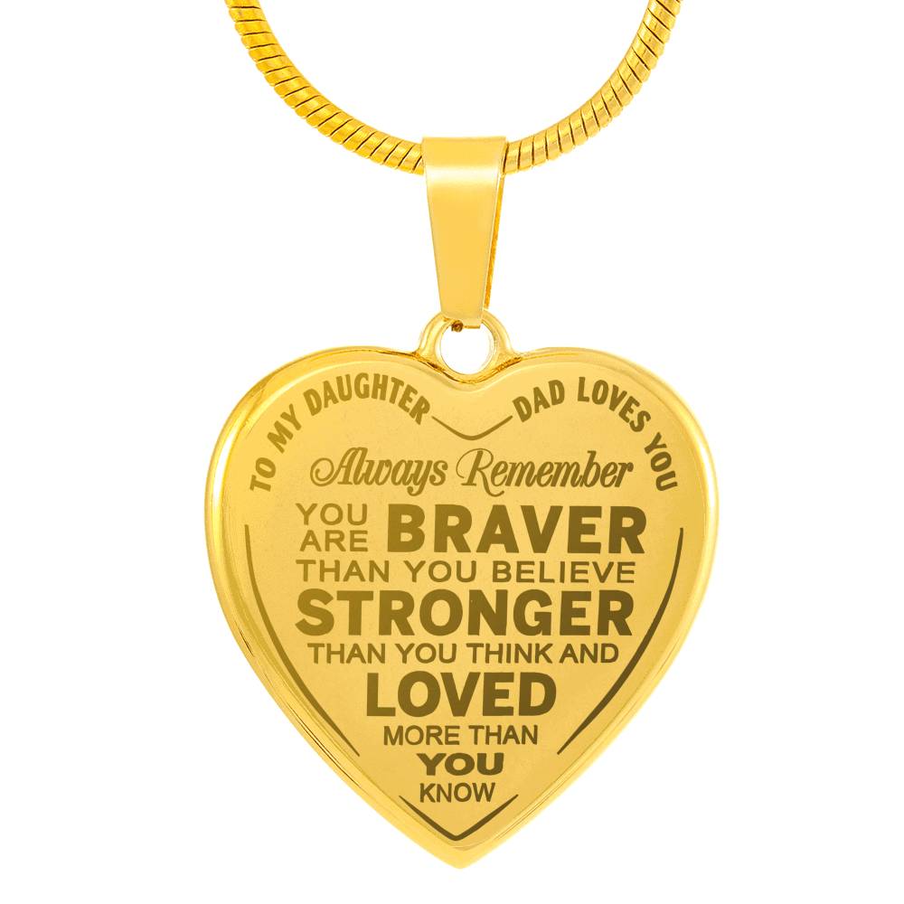Father And Daughter Novelty Unique Engraved Heart Necklace