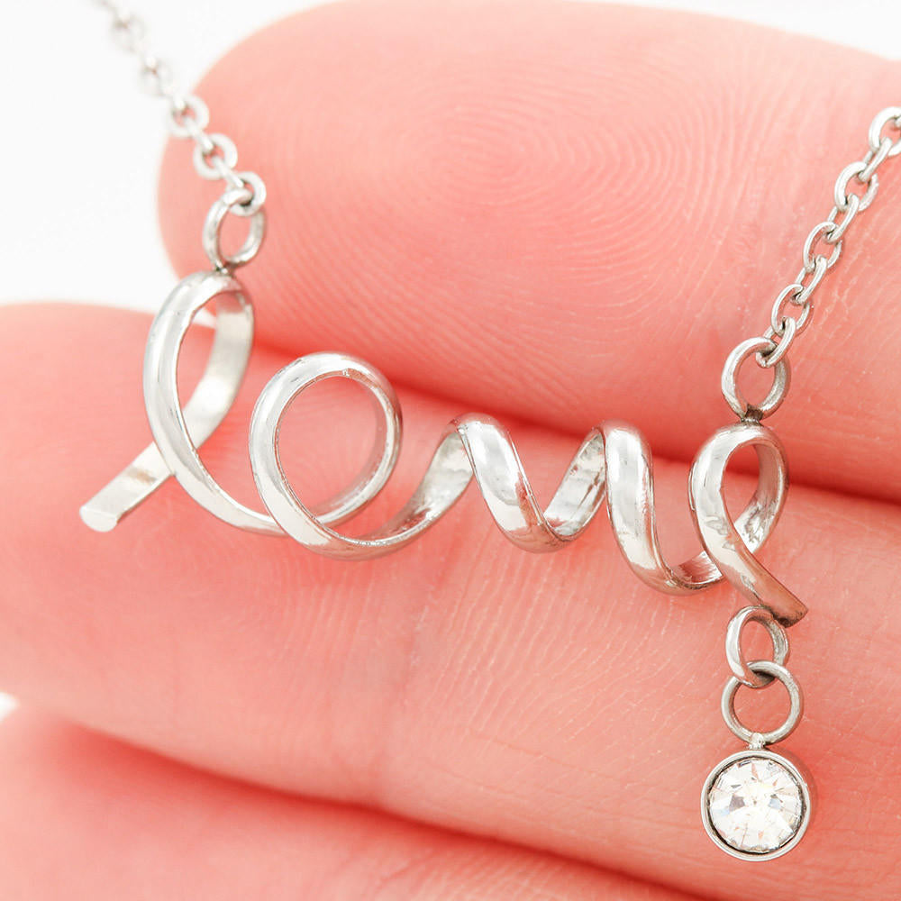 To My Daughter Love Mom Scripted Love Necklace with On Demand Message Card