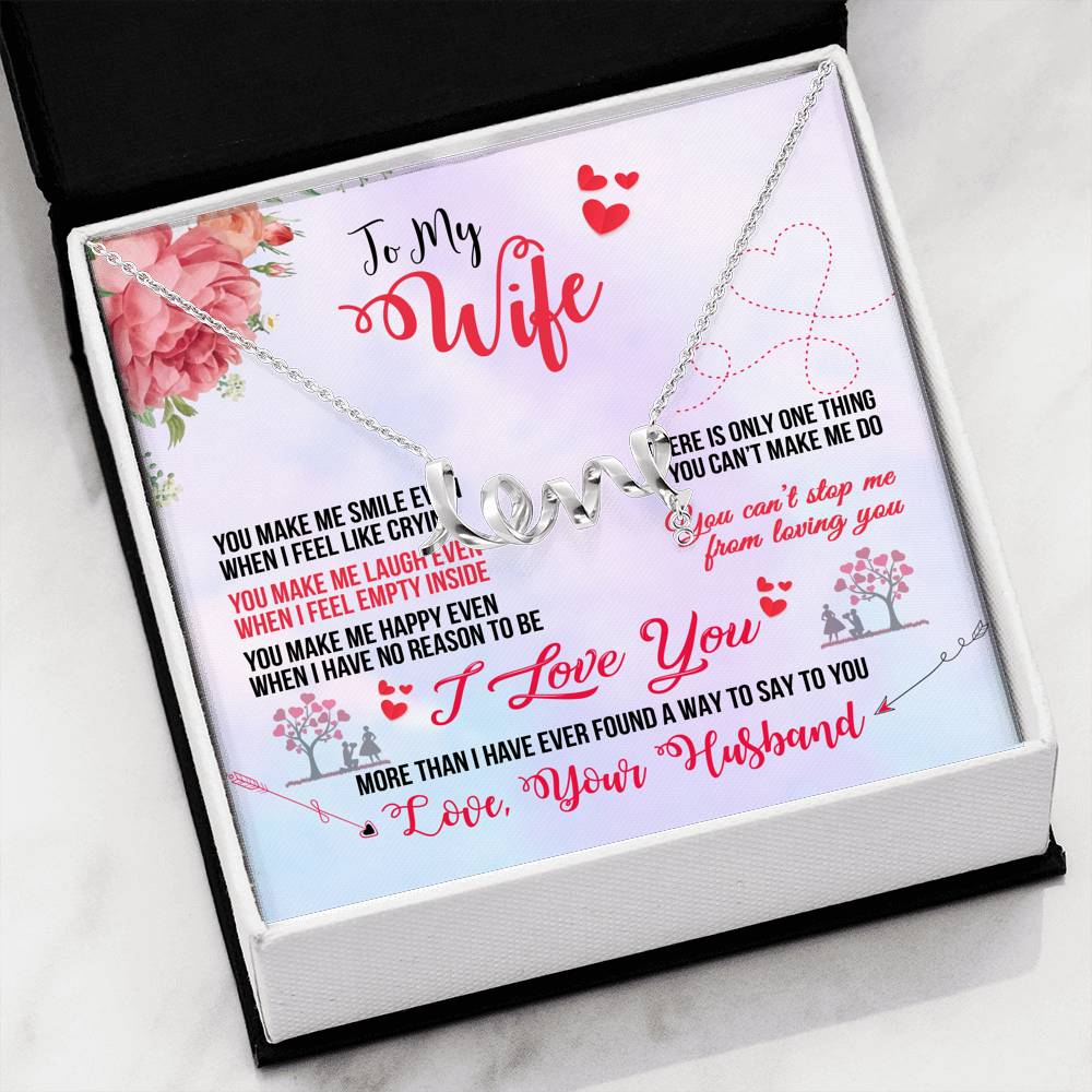 To My Wife Scripted Love Necklace with On Demand Message Card