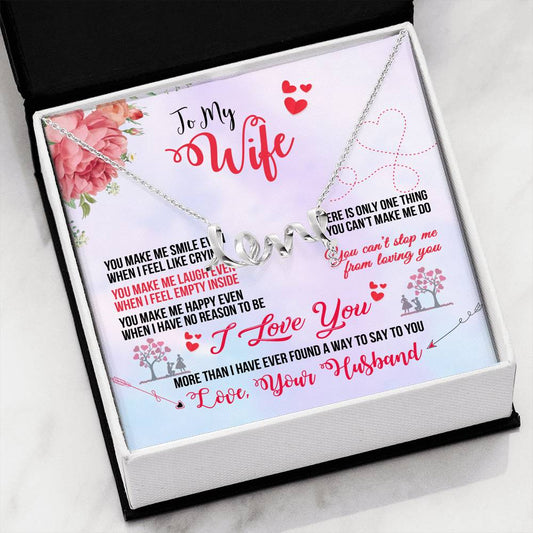 To My Wife Scripted Love Necklace with On Demand Message Card