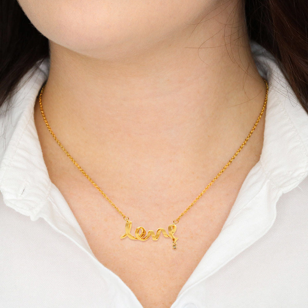 To My Wife Scripted Love Necklace with On Demand Message Card