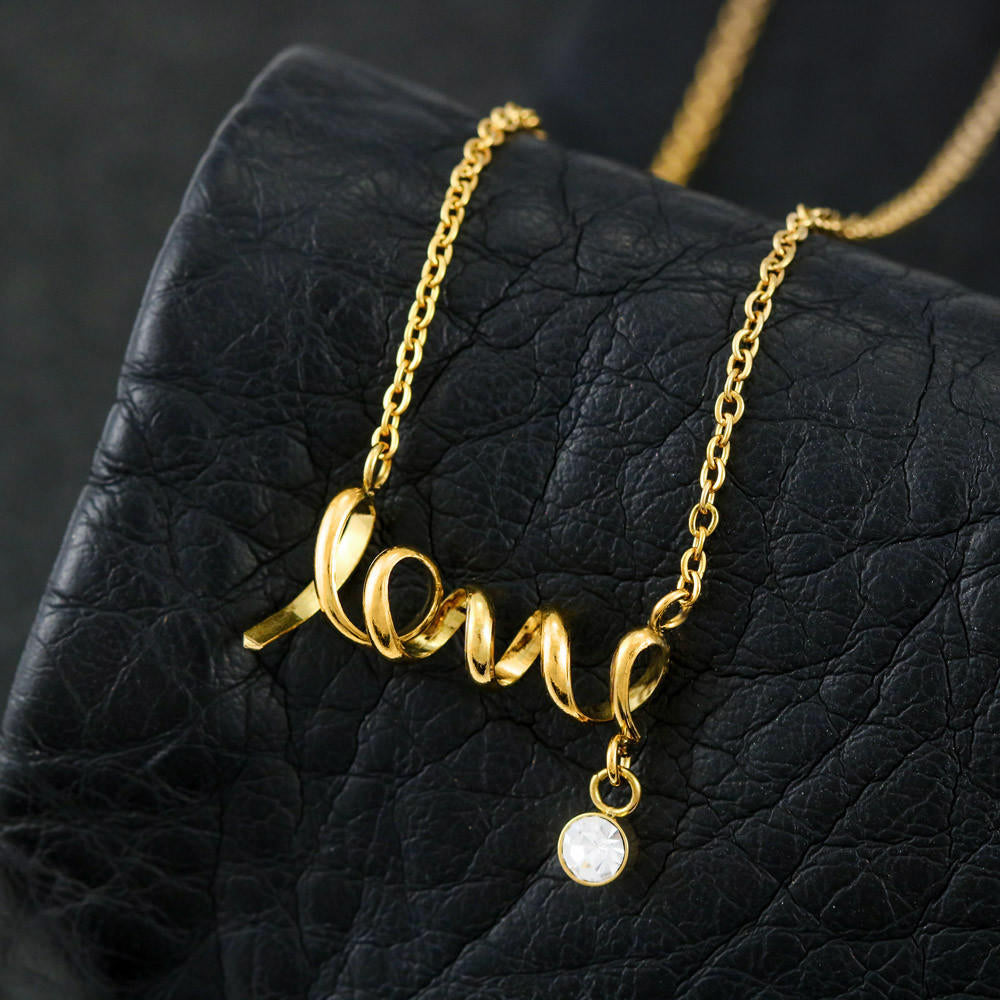 To My Daughter Love Mom Scripted Love Necklace with On Demand Message Card