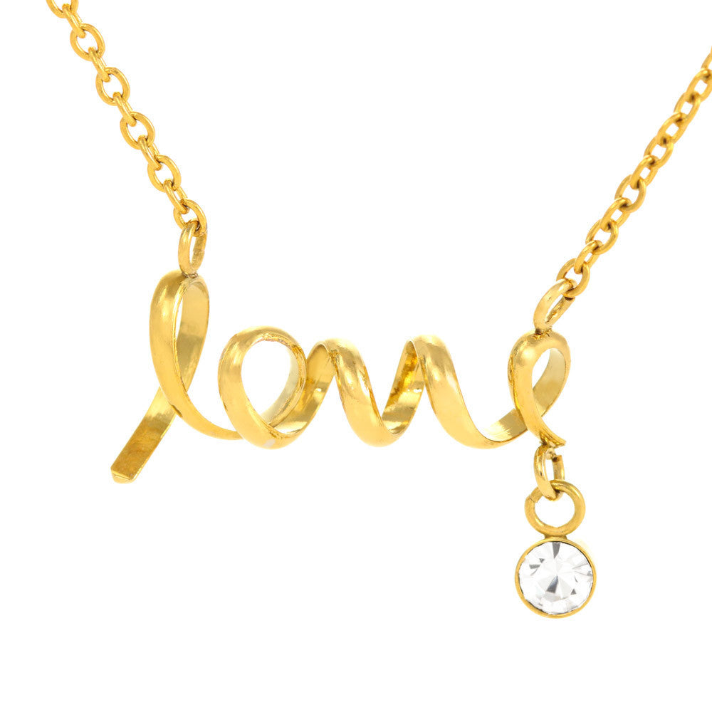 To My Daughter Love Mom Scripted Love Necklace with On Demand Message Card