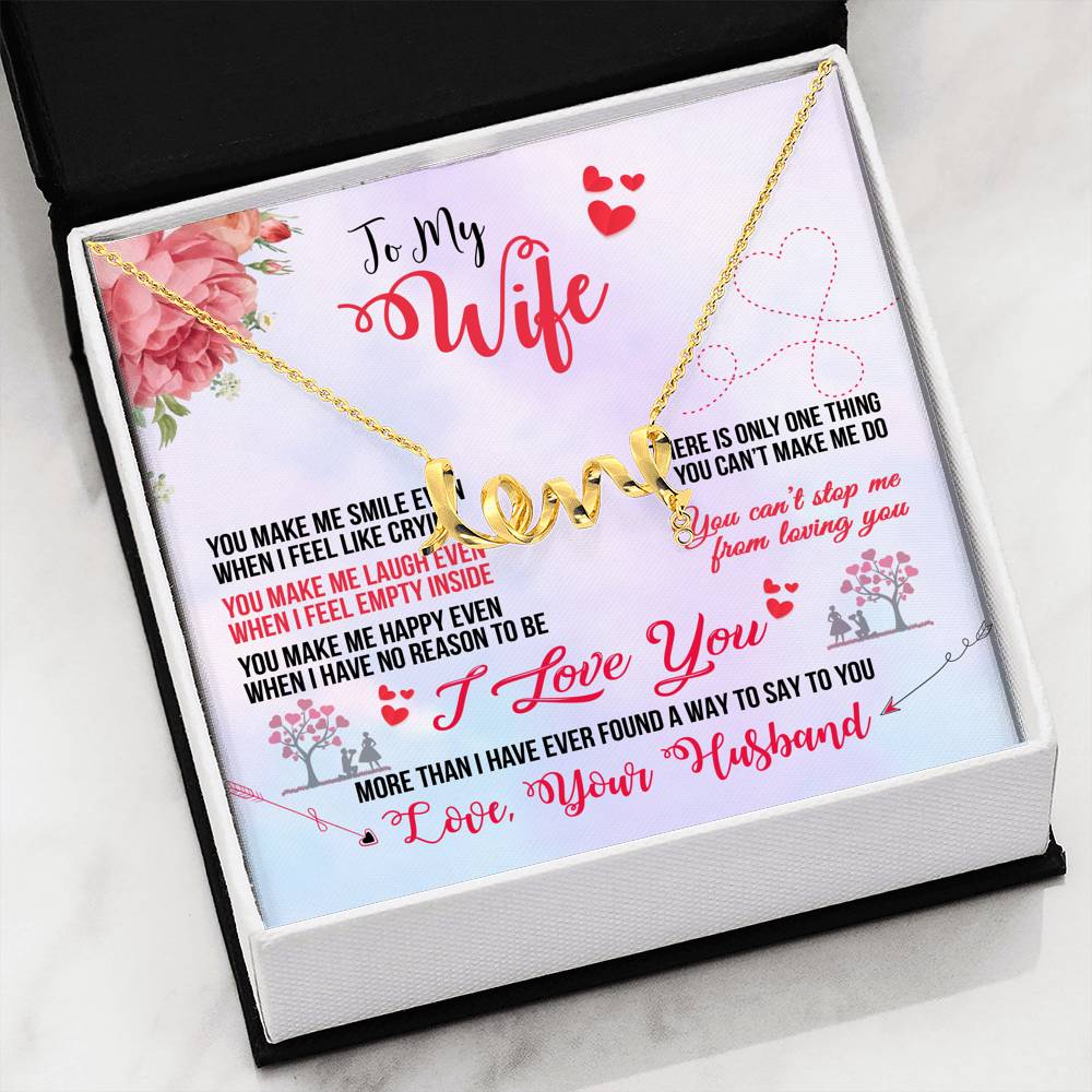 To My Wife Scripted Love Necklace with On Demand Message Card