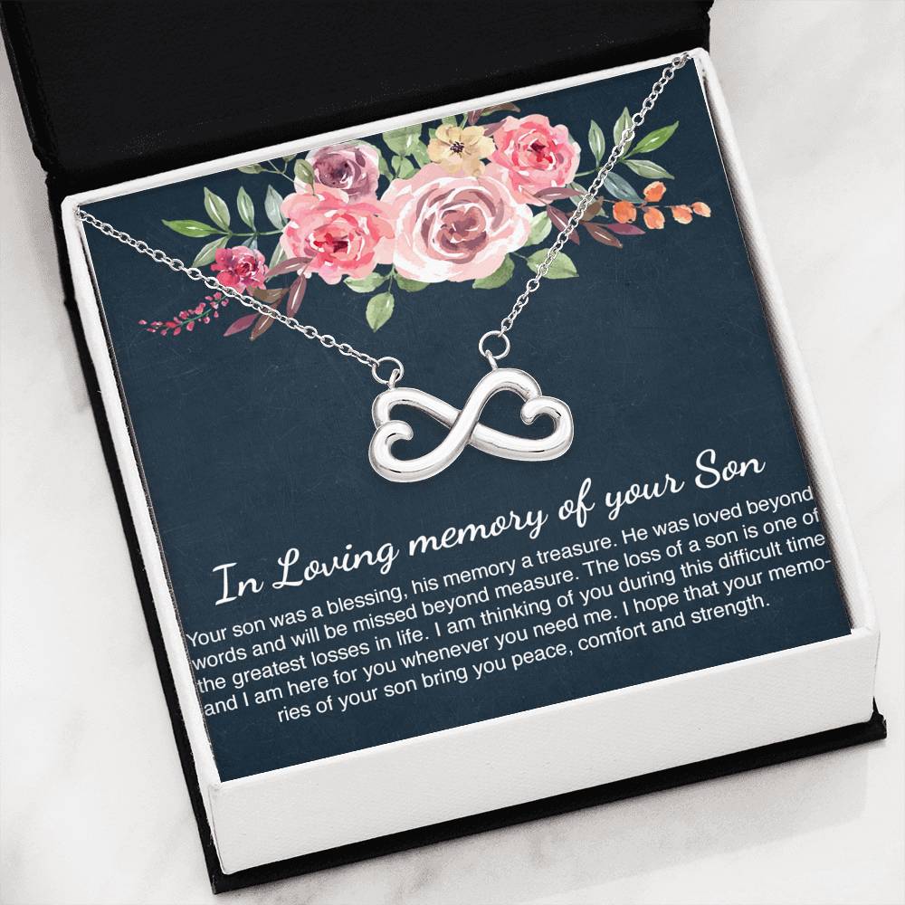 Loss of Son Gift Grief Gift Sympathy Gift Son Memorial Gift - Infinity Hearts Necklace Jewelry with Gift Box – Silver